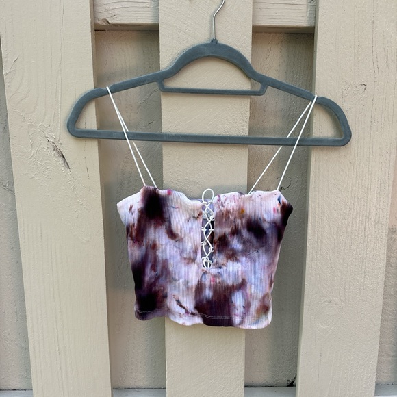 Free People crop top / repurposed & hand dyed by me / pink-brown ombré 🌸 - Picture 1 of 4